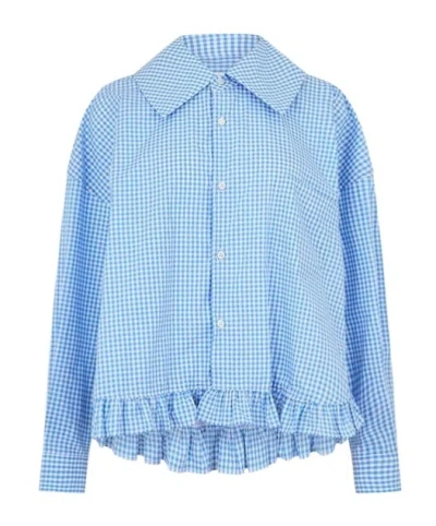 Comme Des Garçons Plaid Shirt In Blue/white
