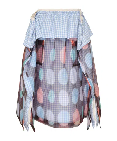 Comme Des Garçons Plaid Skirt In Blue
