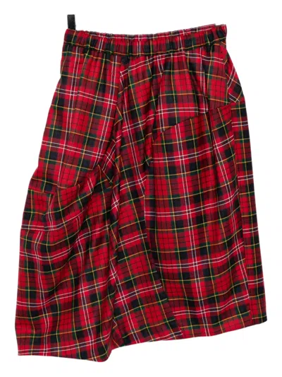 Comme Des Garçons Plaid Skirt In Red