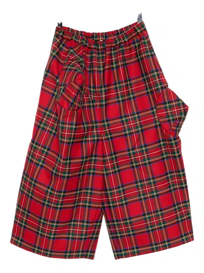 Comme Des Garçons Plaid Trousers In Red