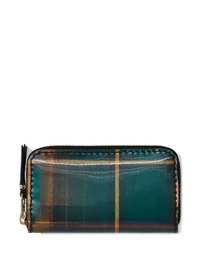 Comme Des Garçons Classic Plaid Zip Wallet In Green