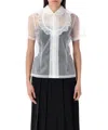 Comme Des Garçons Sheer Fabric Ruffle Detail Peter Pan Collar In White