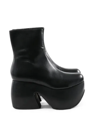 Comme Des Garçons Platform Ankle Boots In Black