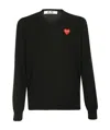 Comme Des Garçons Play Emblem Rhinestone-heart Sweater In Black