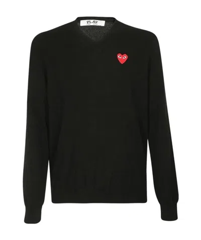 Comme Des Garçons Play Ami De Coeur-patch Wool Jumper In Black