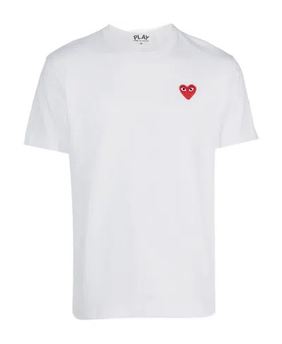 Comme Des Garçons Play Comme Des Garcons Play Mens Red Heart Logo T-shirt In White