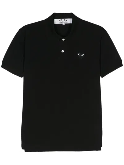 Comme Des Garçons Play Appliqué-logo Cotton T-shirt In 黑色