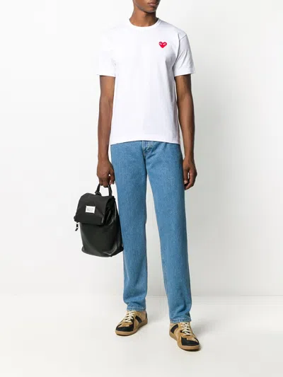 Comme Des Garçons Play Comme Des Garcons Play Mens Red Heart Logo T-shirt In White