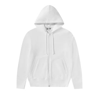 Pre-owned Comme Des Garçons Play Back Emblem Zip Hoodie 'white' | Men's Size M