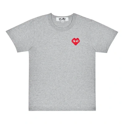 Comme Des Garçons Play Logo Details Short-sleeved T-shirt In Gray