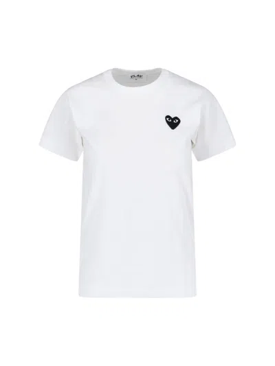Comme Des Garçons Play Basic Logo T-shirt In White