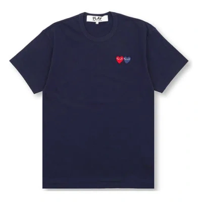 Comme Des Garçons Play Comme Des Garcons Play Basic T-shirt Two Emblems 'navy' In Blue