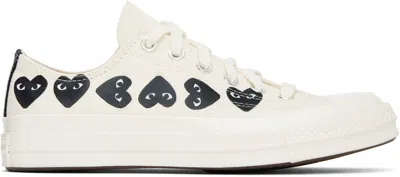 Comme Des Garçons Play Beige Converse Edition Chuck 70 Multi Heart Sneakers In Milk/black/egret
