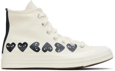 Comme Des Garçons Play Beige Converse Edition Multi Heart Sneakers In White