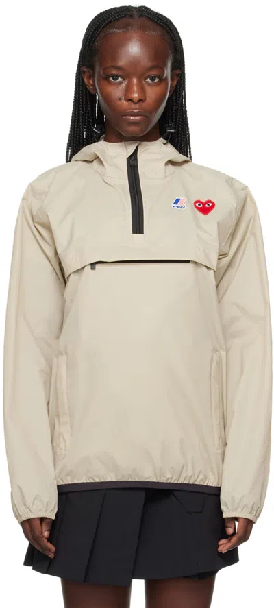 Comme Des Garçons Play Beige K-way Edition Leon Jacket