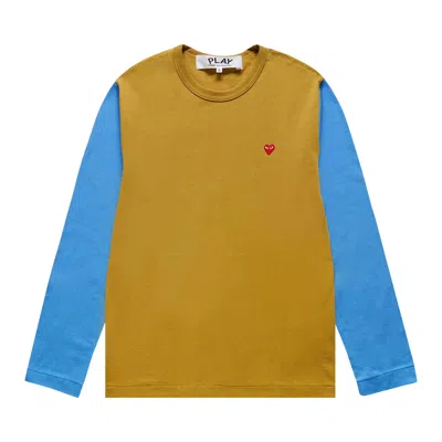 Pre-owned Comme Des Garçons Play Bi-colour T-shirt 'olive/blue' | Green | Men's Size L