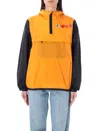 Comme Des Garçons Play Block Design Hoodie Drawstring Hem In Orange Black