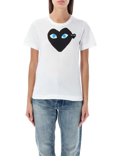 Comme Des Garçons Play Heart Print T-shirt In White