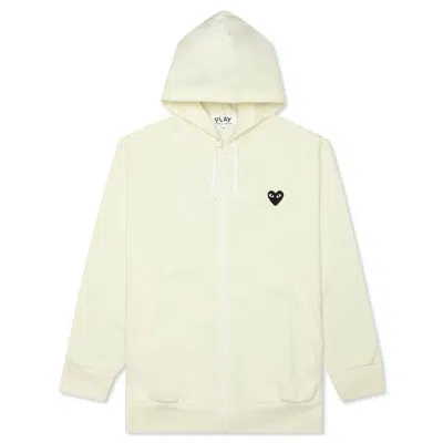 Pre-owned Comme Des Garçons Play Big Black Heart Zip Up Hoodie In Ivory
