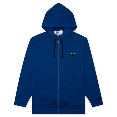 Pre-owned Comme Des Garçons Play Big Black Heart Zip Up Hoodie In Navy Blue