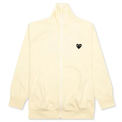Pre-owned Comme Des Garçons Play Big Black Heart Zip Up Sweatshirt In Ivory