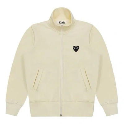 Comme Des Garçons Play Comme Des Garcons Play Big Black Heart Zip Up Sweatshirt 'off-white' In Neutral
