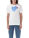 Comme Des Garçons Play Signature Heart Motifcotton T-shirt In Blue