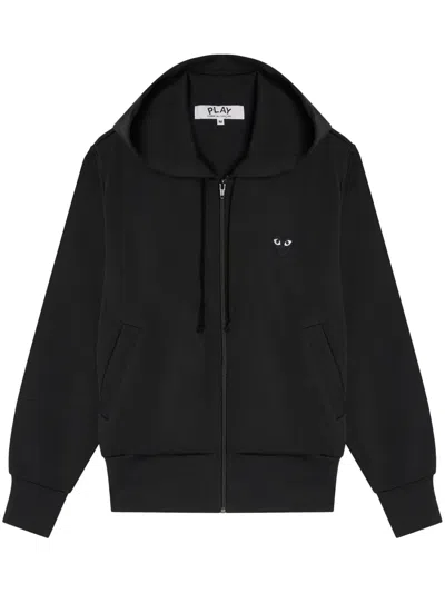 Comme Des Garçons Play Big Heart-print Zip-up Hoodie In Black