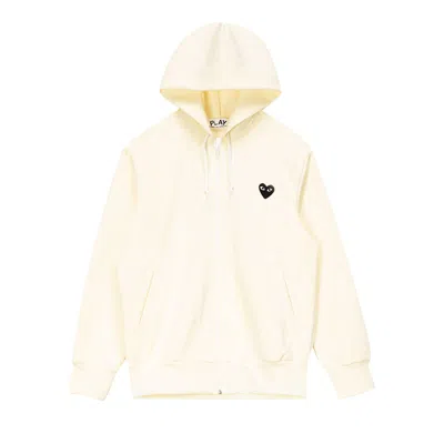 Pre-owned Comme Des Garçons Play Big Heart Zip Up Sweatshirt 'ivory' In Cream