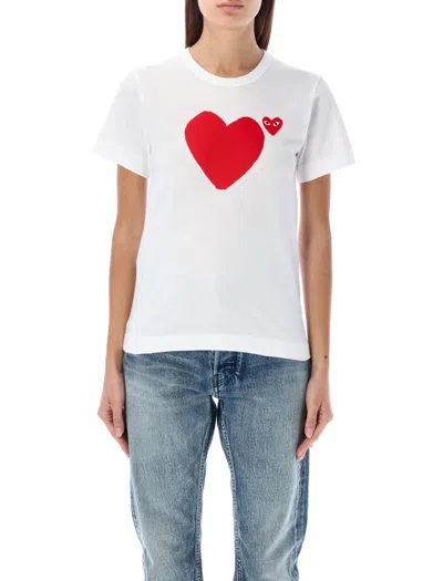 Comme Des Garçons Play Big Red Heart T-shirt In White