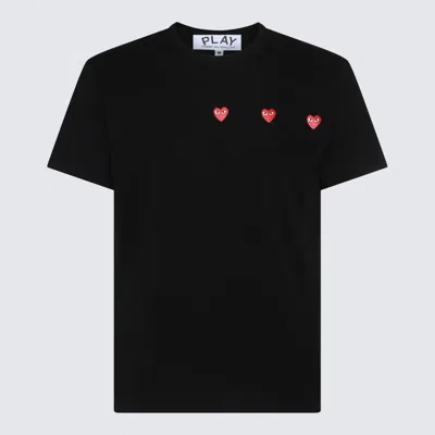 Comme Des Garçons Play Black And Red Cotton Play T-shirt
