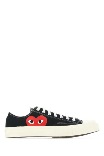 Comme Des Garçons Play Canvas Converse Sneakers Featuring Contrast Elements In Black