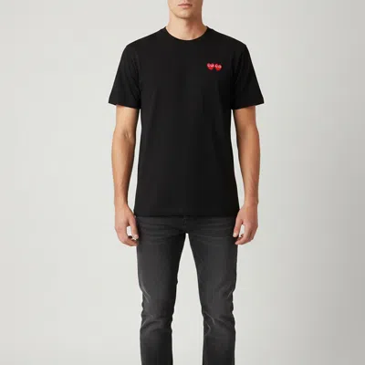 Pre-owned Comme Des Garçons Play Black Double Heart Jersey T-shirt Xl