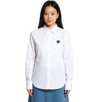 Comme Des Garçons Play Black Emblem Long Sleeve Shirt Unisex In White