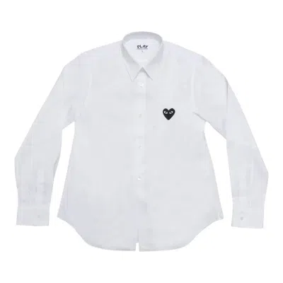 Comme Des Garçons Play Black Emblem Long Sleeve Shirt Unisex In White