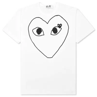 Pre-owned Comme Des Garçons Play Black Emblem Outline T-shirt In White
