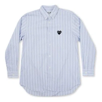 Comme Des Garçons Play Comme Des Garcons Play Black Emblem Striped Button Down 'light Blue' In White