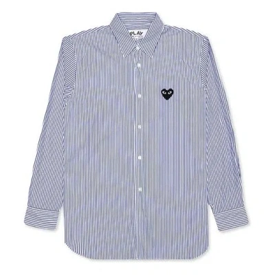 Comme Des Garçons Play Comme Des Garcons Play Black Emblem Striped Button Down Shirt 'blue'