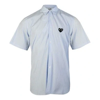 Comme Des Garçons Play Comme Des Garcons Play Black Emblem Striped Short Sleeve Shirt 'light Blue'