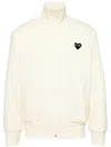 Comme Des Garçons Play "black Emblem" Sweatshirt In White