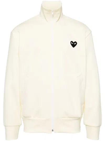 Comme Des Garçons Play "black Emblem" Sweatshirt In White