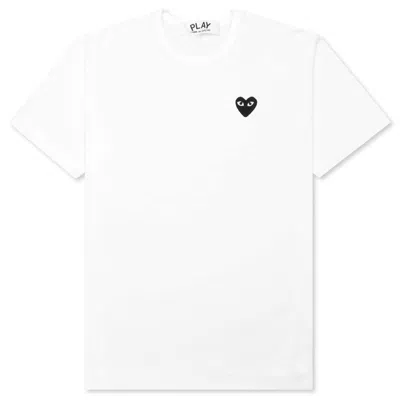 Pre-owned Comme Des Garçons Play Black Emblem T-shirt In White
