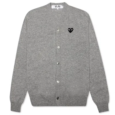 Pre-owned Comme Des Garçons Play Black Heart Knit Cardigan Sweater In Grey