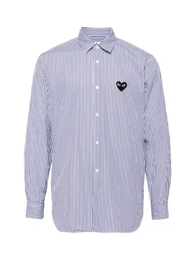 Comme Des Garçons Play Black Heart Logo Striped Shirt In Yellow