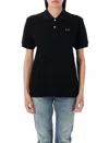 Comme Des Garçons Play Heart Polo Collar Short Sleeves In Black