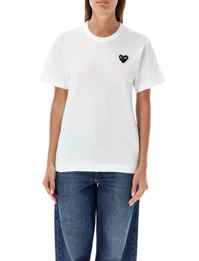 Comme Des Garçons Play Black Heart Patch T-shirt In White