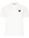 Comme Des Garçons Play Heart Patch Polo Shirt In White