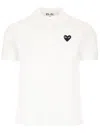 Comme Des Garçons Play Emblem Heart Asymmetric Hem Pique Polo In White