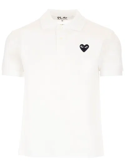 Comme Des Garçons Play Black Heart Polo Shirt White