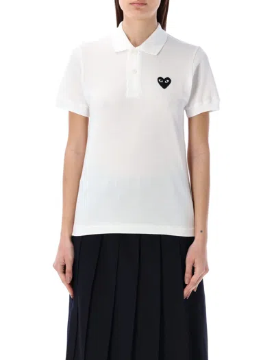 Comme Des Garçons Play Black Heart Polo Shirt In White
